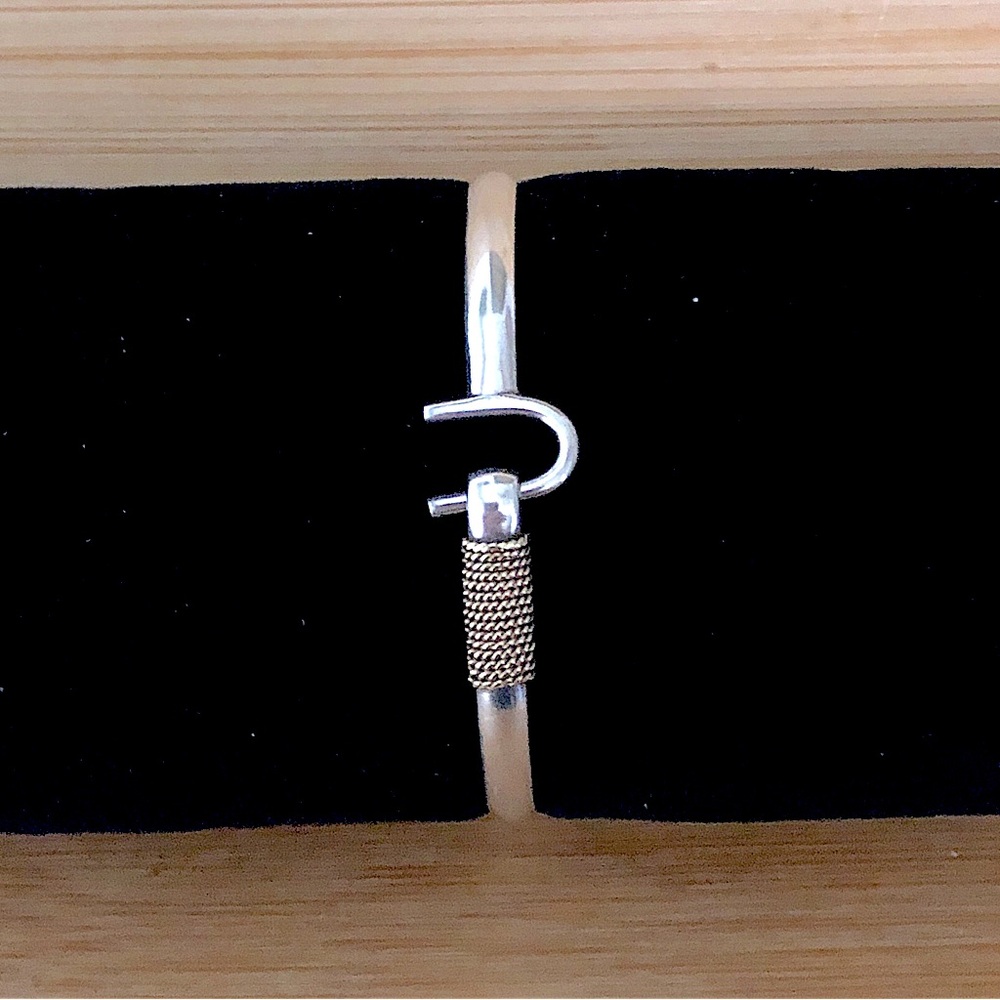 $134  14K & Sterling Estate Caribbean Hook & Eye Bracelet  Signed